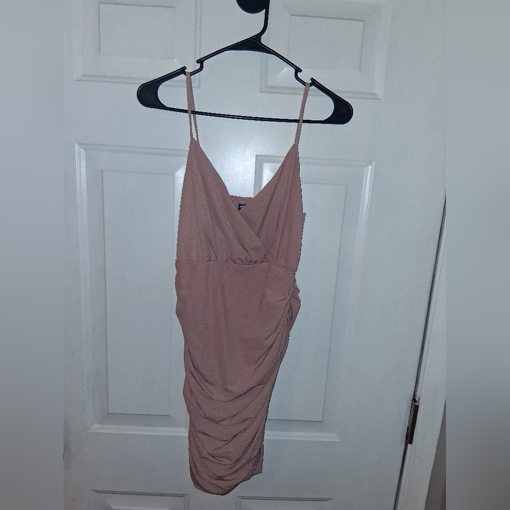 3/$10 Shein Petite M Ruched Bodycon Dress Rose pink